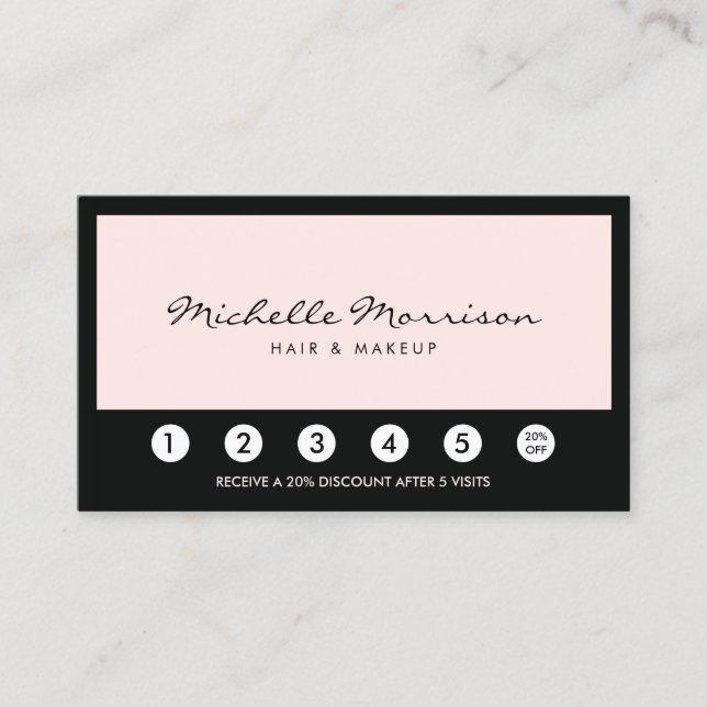 Tarjeta de fidelidad de belleza y maquillaje rosa  (Anverso)