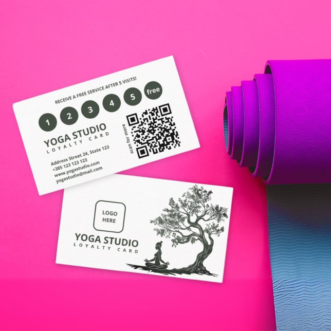 Tarjeta de fidelidad de código QR de yoga moderno (Subido por el creador)