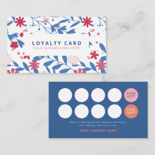 Tarjeta de fidelidad de concepto floral azul