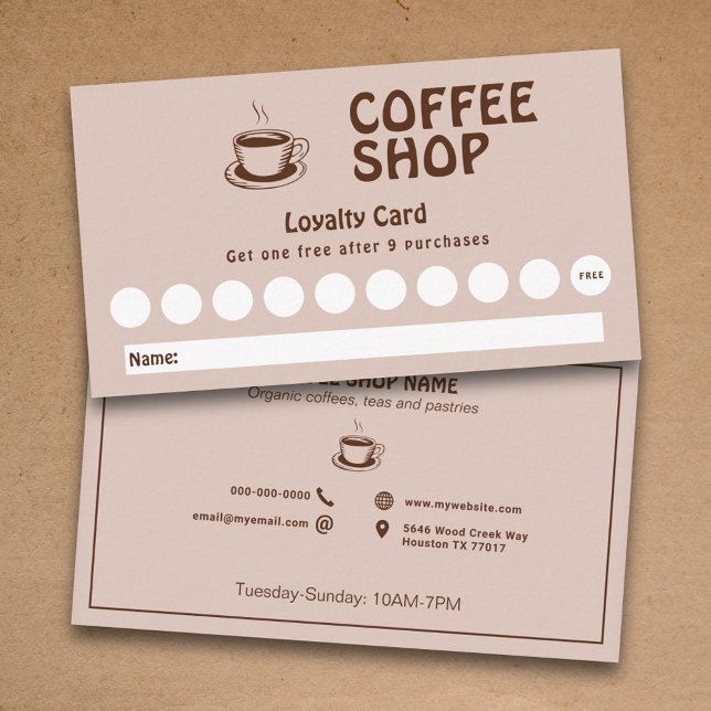 Tarjeta de fidelidad de Copa y Cafetería (Cup & Coffee Shop Loyalty Card)