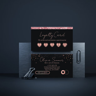 Tarjeta de fidelidad de corazón brillante rosa