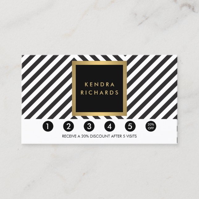 Tarjeta de fidelidad de gafas de patrón negro y bl (Anverso)