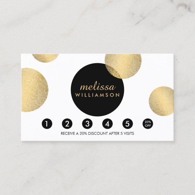 Tarjeta de fidelidad de glamour y oro negro y bell (Anverso)