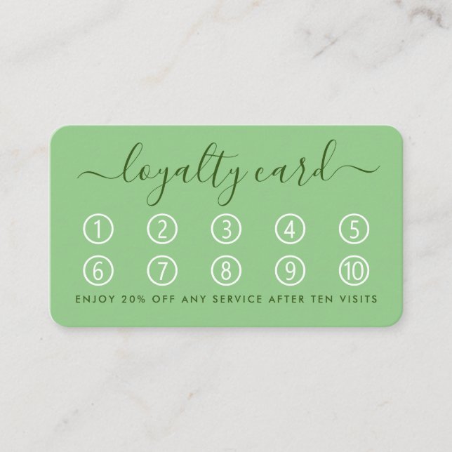 Tarjeta de fidelidad de guión simple - Verde de fá (Anverso)