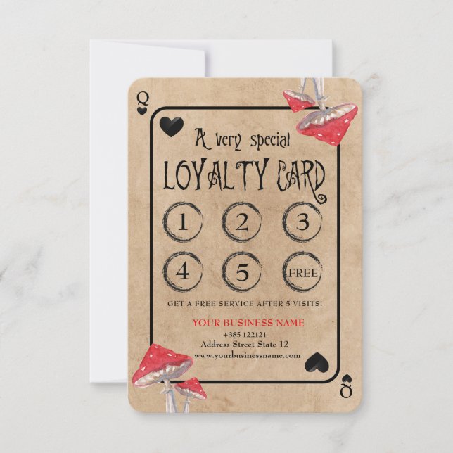 Tarjeta de fidelidad de hongos locos para jugar co (Anverso)
