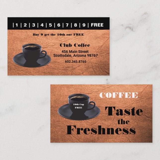 Tarjeta de fidelidad de la Copa del Café Negro Pun (Anverso / Reverso)