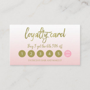 Tarjeta de fidelidad de la sala de belleza del Pur