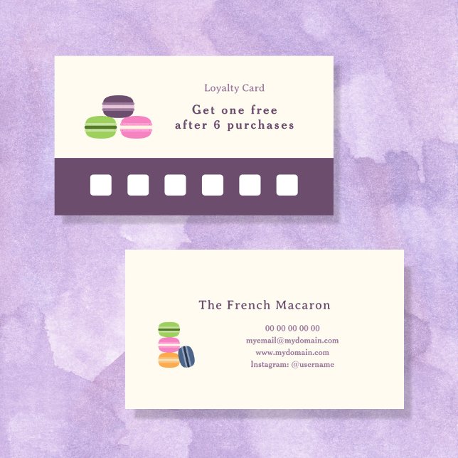 Tarjeta de fidelidad de Macaron Francés (French Macaron Loyalty Card)