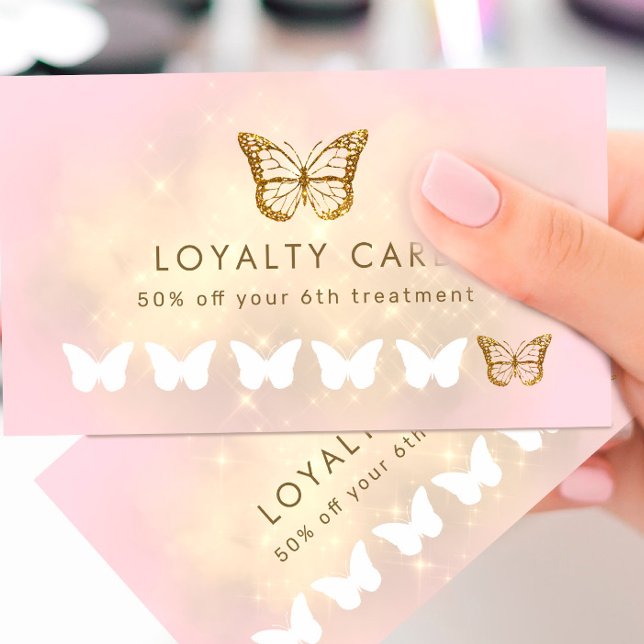 tarjeta de fidelidad de mariposa rosa brillante (Subido por el creador)