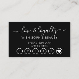 Tarjeta de fidelidad de monograma del salón blanco