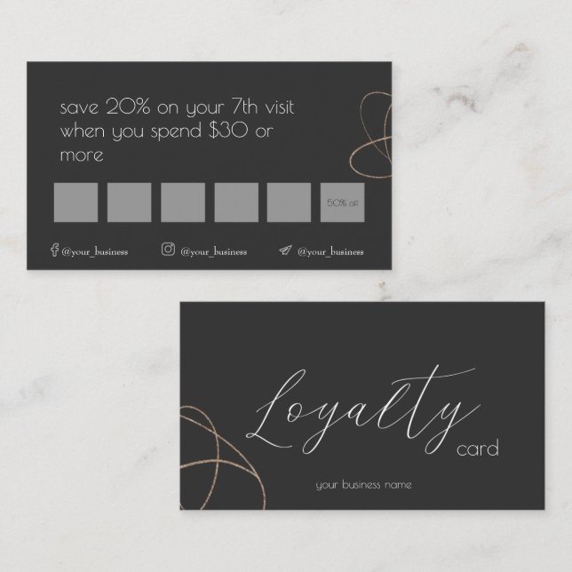Tarjeta de fidelidad de negocios Black & Gold (Anverso / Reverso)