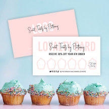 Tarjeta de fidelidad de panadería Cupakes Guión mo