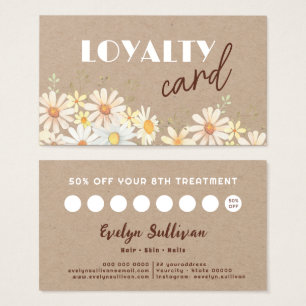 Tarjeta de fidelidad de papel acuarela daisies kra