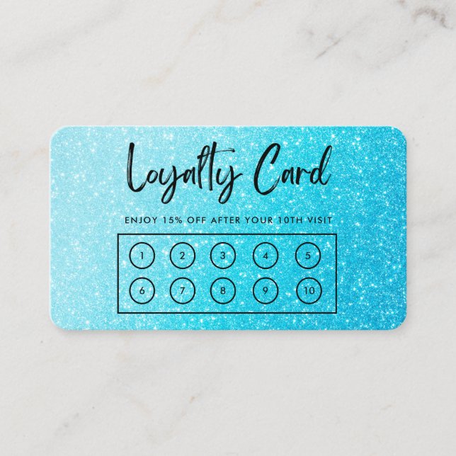 Tarjeta de fidelidad de Personalizado Blue Faux Pu (Anverso)