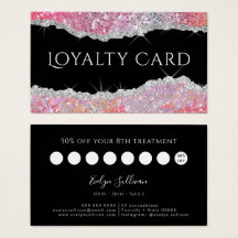 tarjeta de fidelidad de purpurina rosa brillante