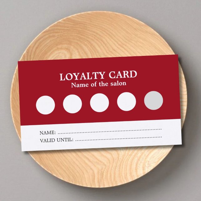 Tarjeta de fidelidad de salón blanco rojo simple y (Subido por el creador)