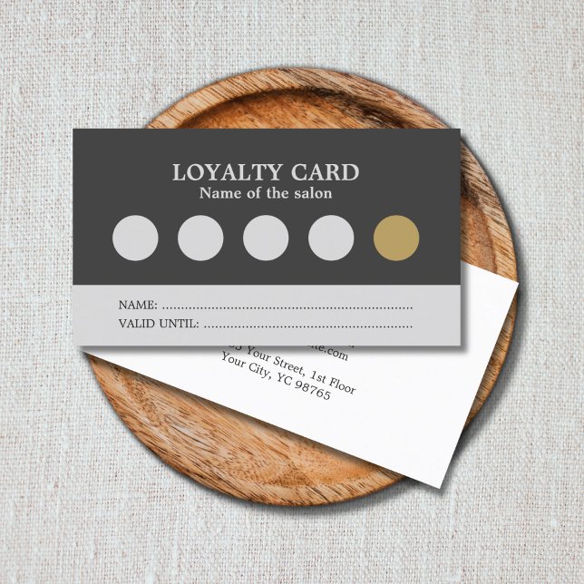 Tarjeta de fidelidad de salón Gris Gris simple y m (Subido por el creador)