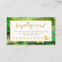 Tarjeta de fidelidad de salón verde y Relieve meta