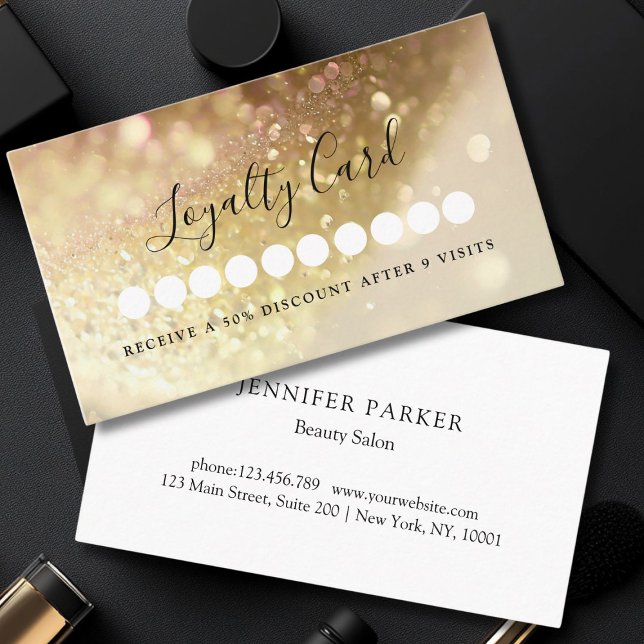 Tarjeta de fidelidad de salón y spa Purpurina mode (Modern Glitter Salon & Spa Loyalty Card)