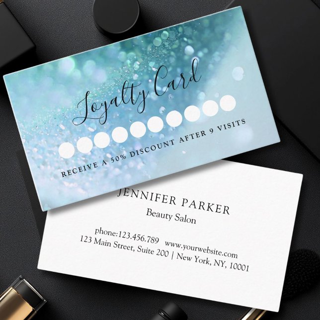 Tarjeta de fidelidad de salón y spa Purpurina mode (Modern Glitter Salon & Spa Loyalty Card)