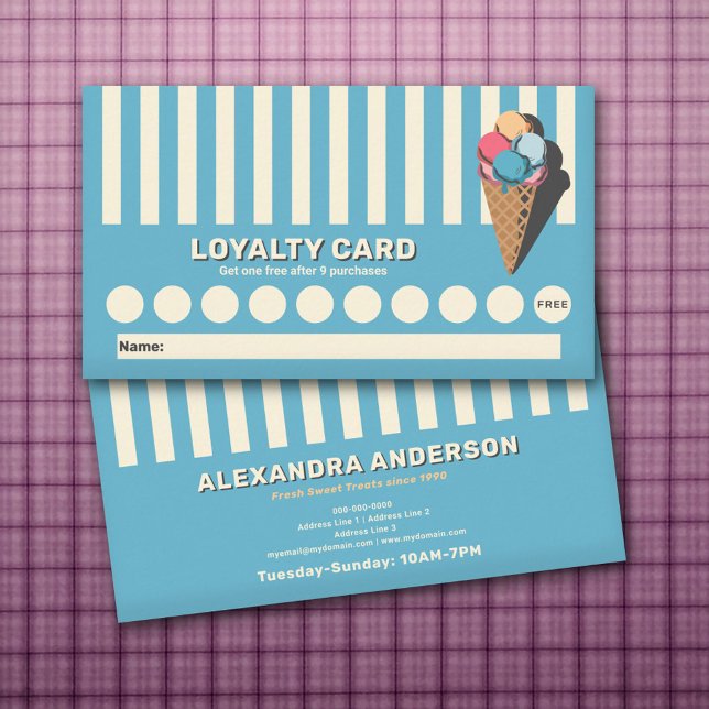 Tarjeta de fidelidad de vintage Ice Cream Cone (Vintage Ice Cream Cone Loyalty Card)