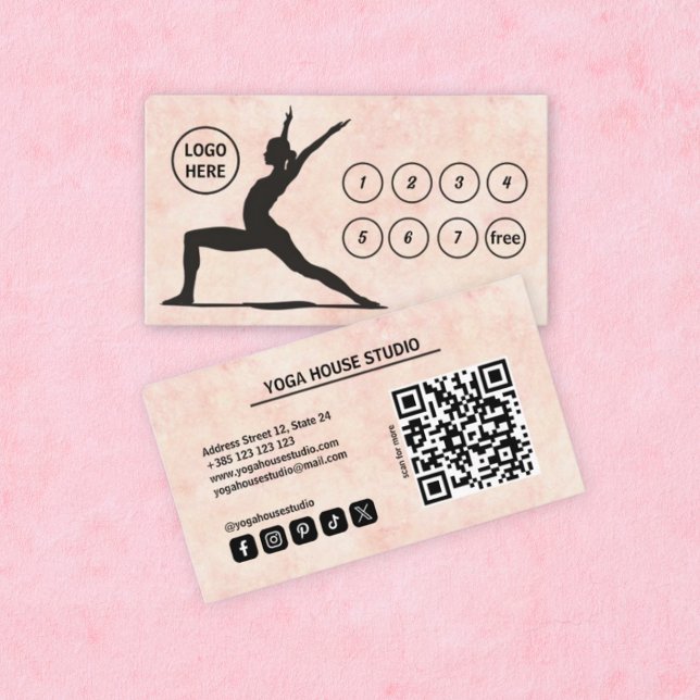 Tarjeta de fidelidad de yoga para código QR Pastel (Subido por el creador)