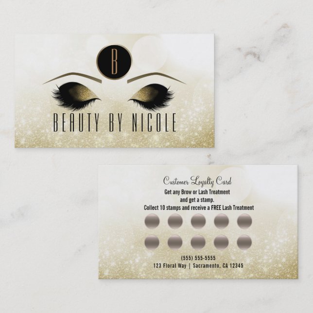Tarjeta de fidelidad del cliente Gold Makup Eyes G (Anverso / Reverso)