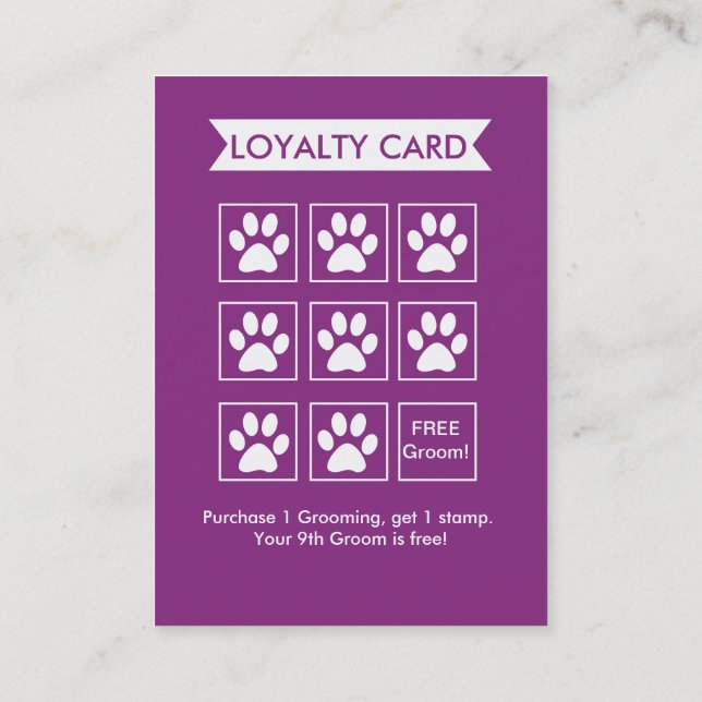 Tarjeta de fidelidad Dog Groomer - Personalizable (Reverso)