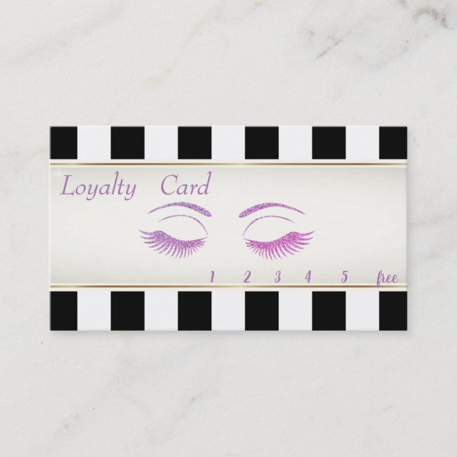 Tarjeta de fidelidad elegante, de rayas Purpurinos (Anverso)