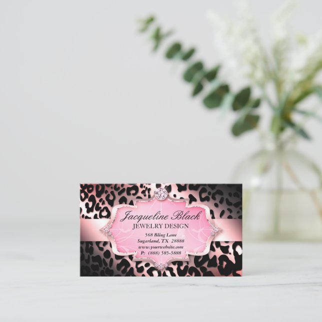 Tarjeta de fidelidad elegante del leopardo de la j (Anverso de pie)