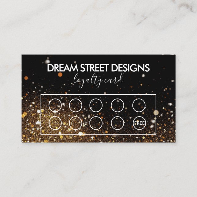 Tarjeta de fidelidad Faux Purpurina Gold y Black P (Anverso)