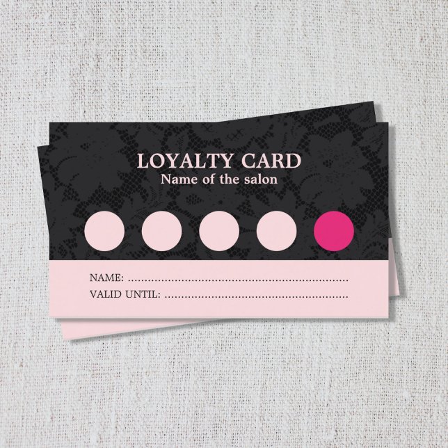 Tarjeta de fidelidad moderna Guay Pink Black Lace  (Subido por el creador)