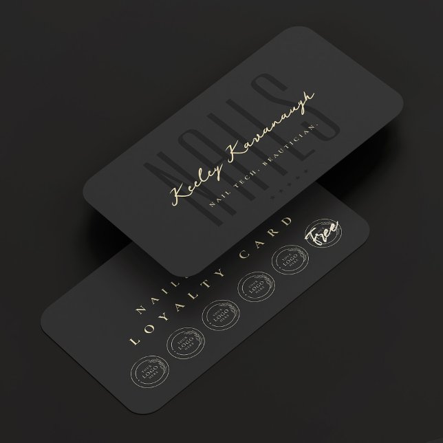 Tarjeta de fidelidad negra para técnico de artista (Nail Artist Technician Punch Black Loyalty Card
)