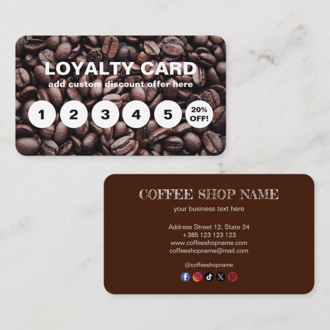 Tarjeta de fidelidad para judías de café (Anverso / Reverso)