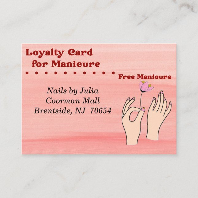 Tarjeta de fidelidad para la manicura gratuita en  (Anverso)