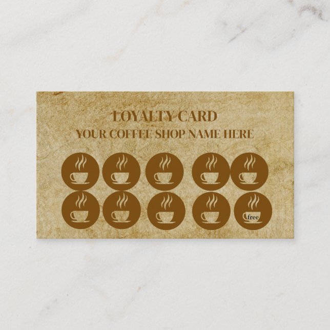 Tarjeta de fidelidad para tazas de café Minimalist (Anverso)