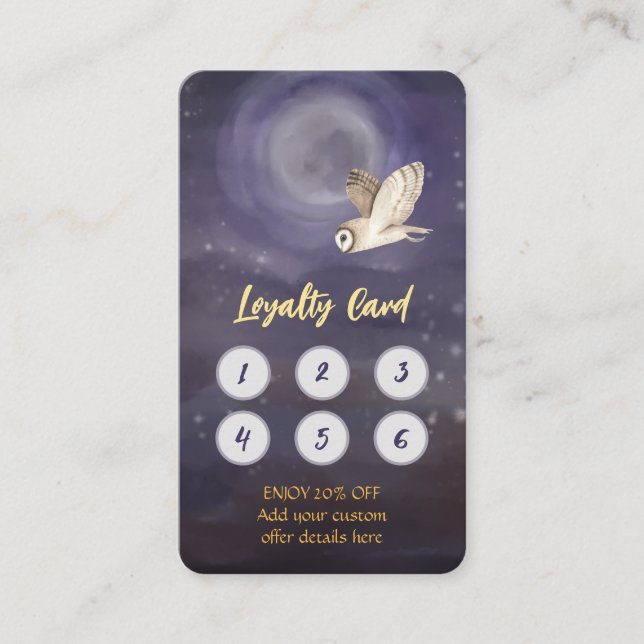 Tarjeta de fidelidad personalizada para lunas y bú (Anverso)