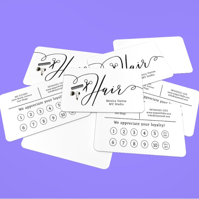 Tarjeta de fidelidad plana de peluquería estilo Co (Subido por el creador)
