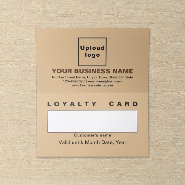 Tarjeta de fidelidad plegada Business Light Brown (Business light brown folded loyalty card.)