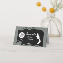 Tarjeta de fidelidad plegada de pelo largo negro p