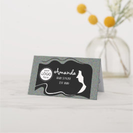 Tarjeta de fidelidad plegada de pelo largo negro p