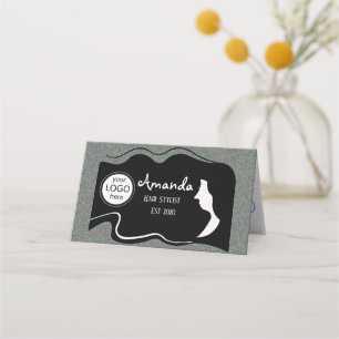 Tarjeta de fidelidad plegada de pelo largo negro p