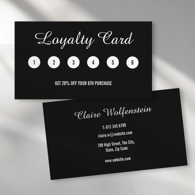 Tarjeta de fidelidad profesional de color blanco m (Minimalist Black White Professional Loyalty Card)
