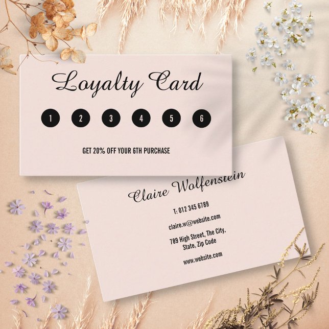 Tarjeta de fidelidad profesional rosa de Rubor min (Minimalist Blush Pink Professional Loyalty Card)
