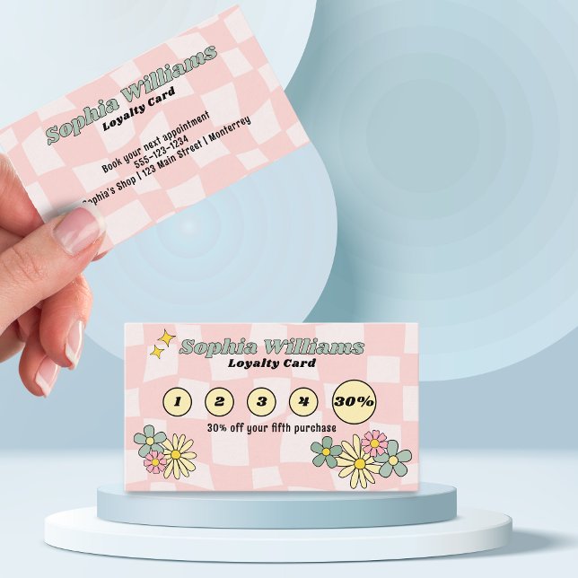 Tarjeta de fidelidad Retro Pink Checker Business M (Subido por el creador)