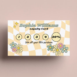Tarjeta de fidelidad Retro Yellow Checks Descuento