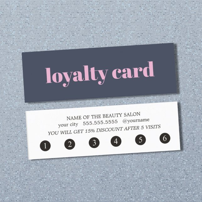 Tarjeta de fidelidad rosa azul elegante y simple (Subido por el creador)