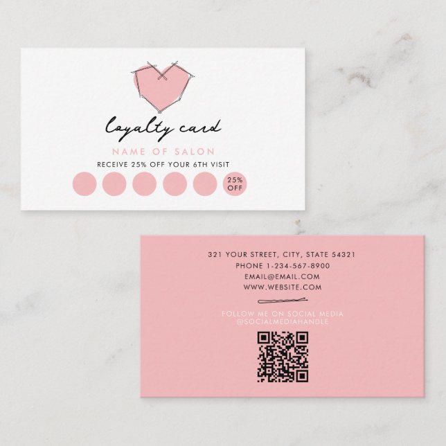 Tarjeta de fidelidad rosa con el logotipo de Bobby (Anverso / Reverso)