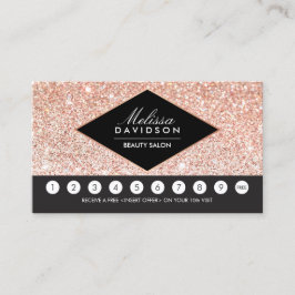 Tarjeta de fidelidad Rosa Gold Purpurina y Glamour