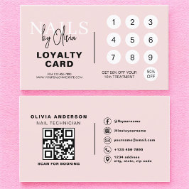 Tarjeta de fidelidad rosa Rubor Especialista en uñ